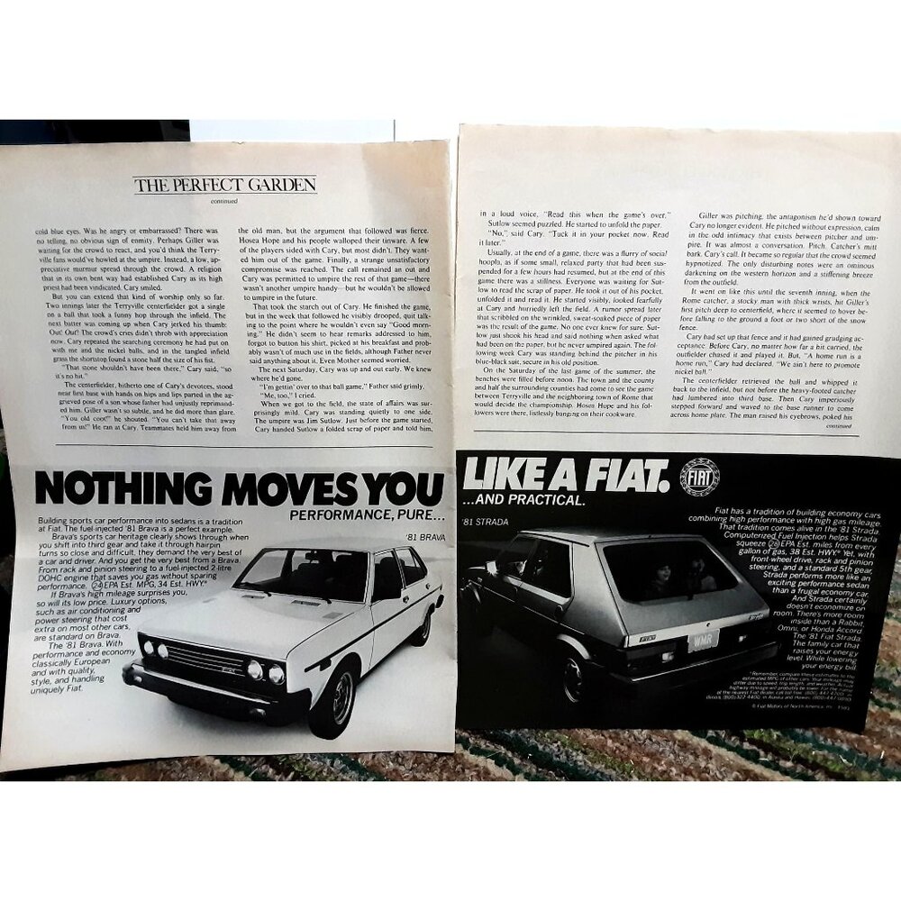 1981 Fiat Brava and Fiat Strada Car 2 Page Original Print Ad - Picture 1 of 1